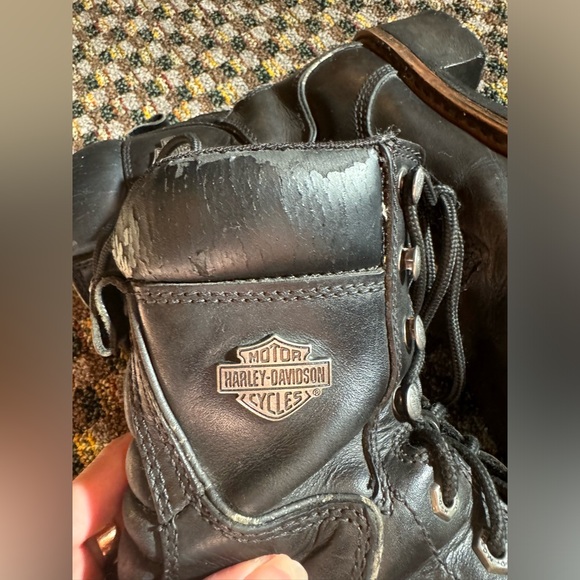 HARLEY-DAVIDSON Motorcycle Boots Inside Zip Black Cowhide Leather Size6.5 - Picture 5 of 6